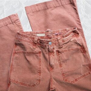 Anthropologie Pilcro Burnt Orange Carpenter Utility Wide Leg Jeans